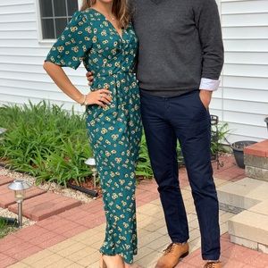 Green and yellow floral jumpsuit